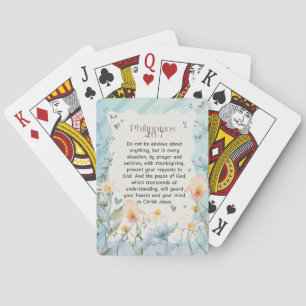Filippenzen 4:6-7 Bijbelvers in waterverf Pokerkaarten