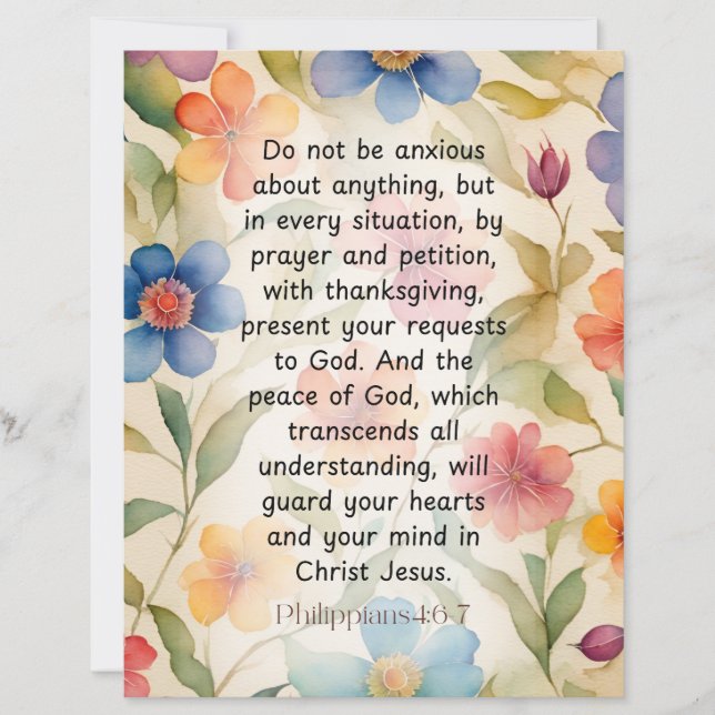 Filippenzen 4:6-7 Christelijk Bijbelvers Waterverf (Voorkant)