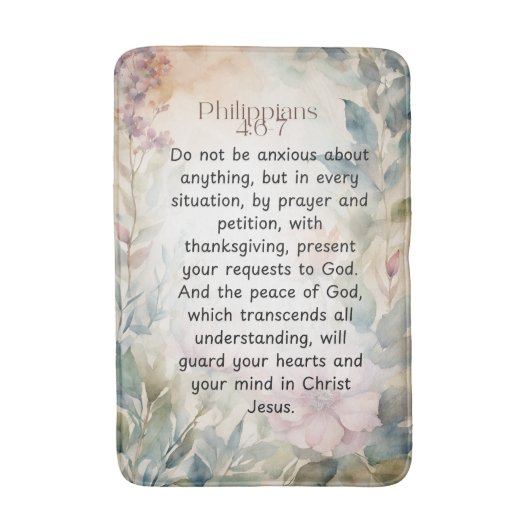 Filippenzen 4:6-7 Christelijk Bijbelvers Waterverf Badmat (Voorkant Verticaal)
