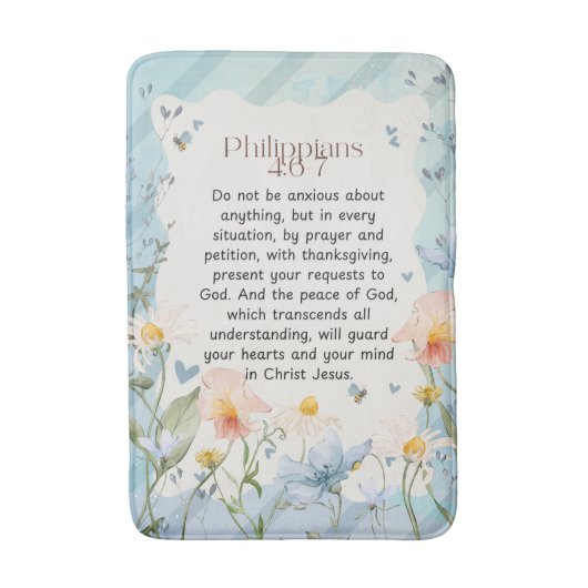 Filippenzen 4:6-7 Christelijk Bijbelvers Waterverf Badmat (Voorkant Verticaal)