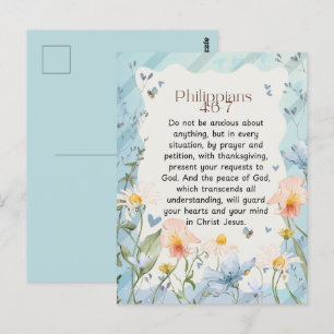 Filippenzen 4:6-7 Christelijk Bijbelvers Waterverf Briefkaart