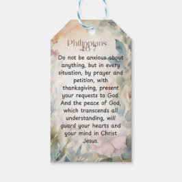 Filippenzen 4:6-7 Christelijk Bijbelvers Waterverf Cadeaulabel