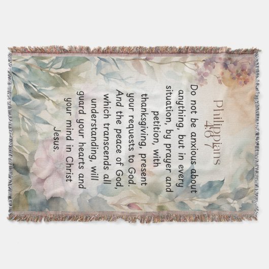 Filippenzen 4:6-7 Christelijk Bijbelvers Waterverf Deken (Voorkant)