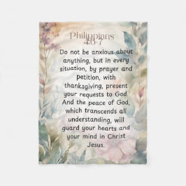 Filippenzen 4:6-7 Christelijk Bijbelvers Waterverf Fleece Deken