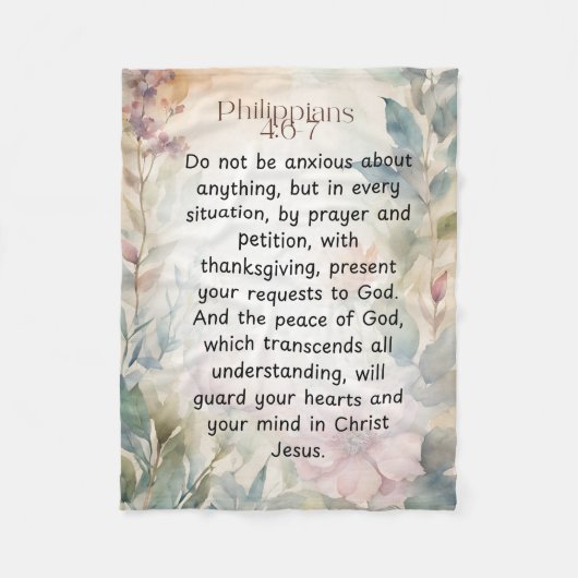 Filippenzen 4:6-7 Christelijk Bijbelvers Waterverf Fleece Deken (Voorkant)