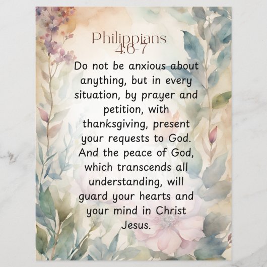 Filippenzen 4:6-7 Christelijk Bijbelvers Waterverf Flyer (Voorkant)