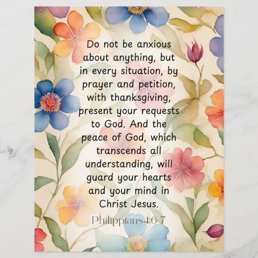 Filippenzen 4:6-7 Christelijk Bijbelvers Waterverf Flyer (Voorkant)