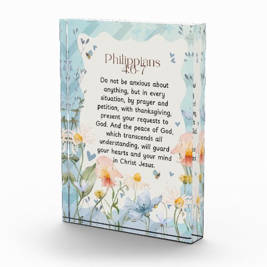 Filippenzen 4:6-7 Christelijk Bijbelvers Waterverf Fotoblokken (Rechts)