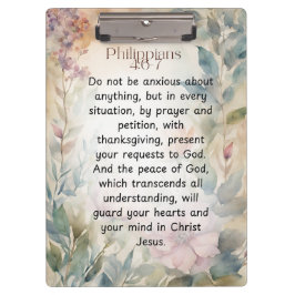Filippenzen 4:6-7 Christelijk Bijbelvers Waterverf Klembord