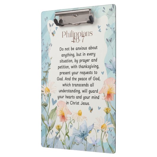 Filippenzen 4:6-7 Christelijk Bijbelvers Waterverf Klembord (Links)