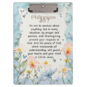 Filippenzen 4:6-7 Christelijk Bijbelvers Waterverf Klembord (Voorkant)