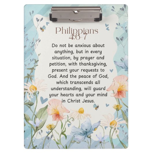 Filippenzen 4:6-7 Christelijk Bijbelvers Waterverf Klembord (Voorkant)