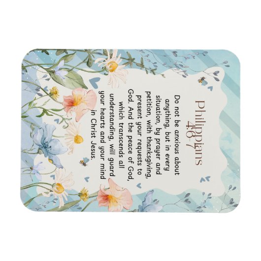 Filippenzen 4:6-7 Christelijk Bijbelvers Waterverf Magneet (Horizontaal)