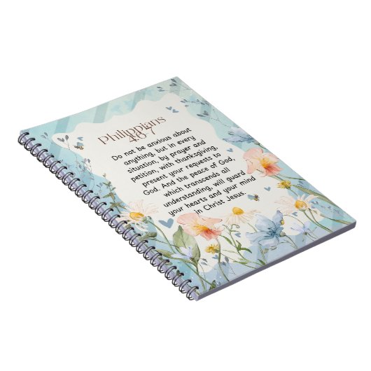 Filippenzen 4:6-7 Christelijk Bijbelvers Waterverf Notitieboek (Rechterzijde)