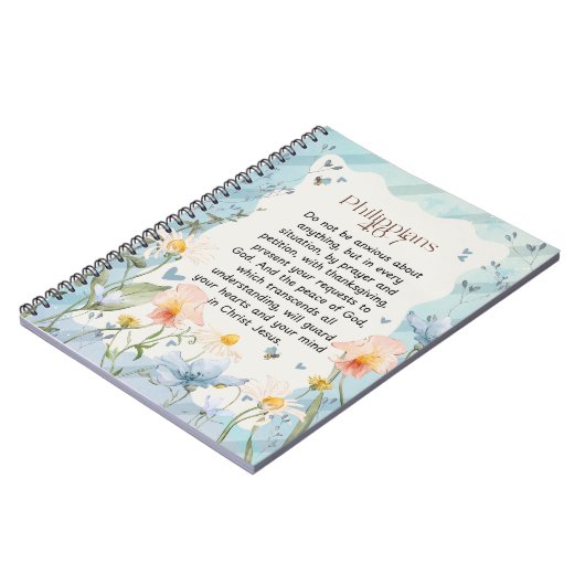 Filippenzen 4:6-7 Christelijk Bijbelvers Waterverf Notitieboek (Linkerzijde)