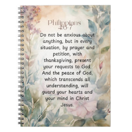 Filippenzen 4:6-7 Christelijk Bijbelvers Waterverf Notitieboek