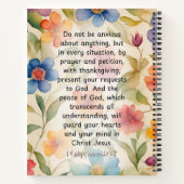 Filippenzen 4:6-7 Christelijk Bijbelvers Waterverf Notitieboek (Achterkant)