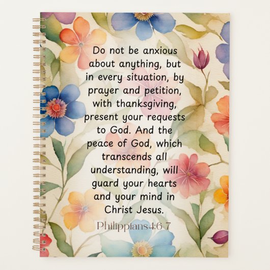 Filippenzen 4:6-7 Christelijk Bijbelvers Waterverf Planner (Voorkant)