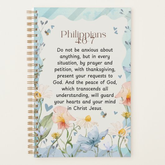 Filippenzen 4:6-7 Christelijk Bijbelvers Waterverf Planner (Voorkant)