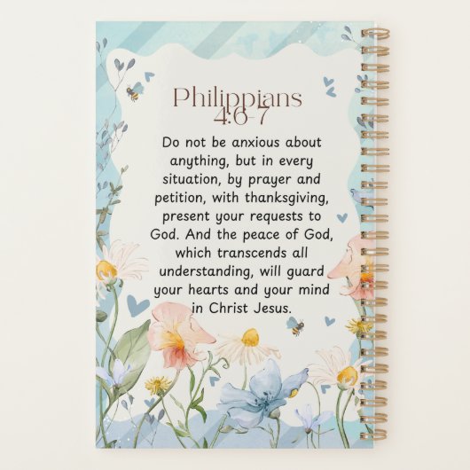 Filippenzen 4:6-7 Christelijk Bijbelvers Waterverf Planner (Achterkant)