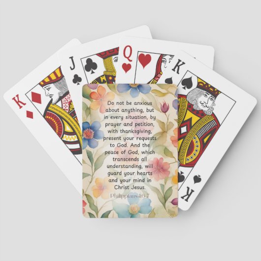 Filippenzen 4:6-7 Christelijk Bijbelvers Waterverf Pokerkaarten (Achterkant)