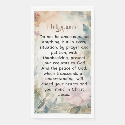 Filippenzen 4:6-7 Christelijk Bijbelvers Waterverf Servet (Voorkant)