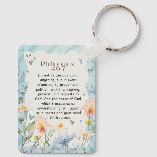 Filippenzen 4:6-7 Christelijk Bijbelvers Waterverf Sleutelhanger (Achterkant)