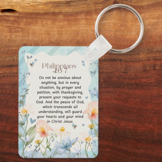 Filippenzen 4:6-7 Christelijk Bijbelvers Waterverf Sleutelhanger (Achterkant)