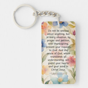 Filippenzen 4:6-7 Christelijk Bijbelvers Waterverf Sleutelhanger