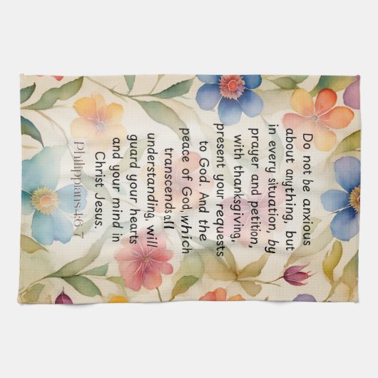 Filippenzen 4:6-7 Christelijk Bijbelvers Waterverf Theedoek (Horizontaal)