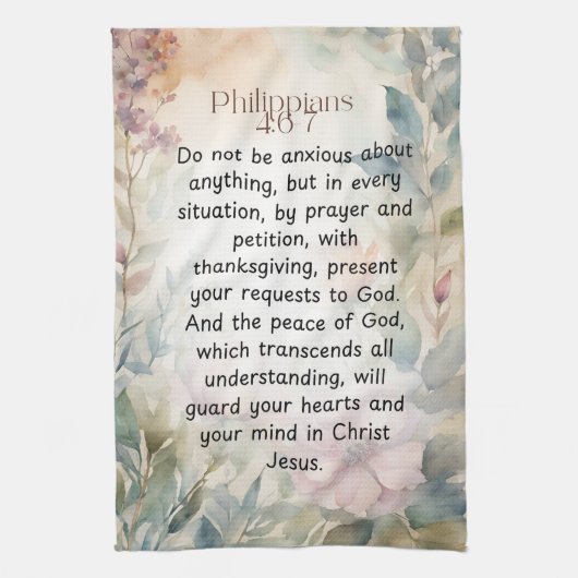 Filippenzen 4:6-7 Christelijk Bijbelvers Waterverf Theedoek (Verticaal)