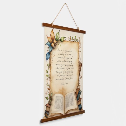 Filippenzen 4:6-7 Christelijke Bijbeltekst Hangend Wandkleed (Gebogen)