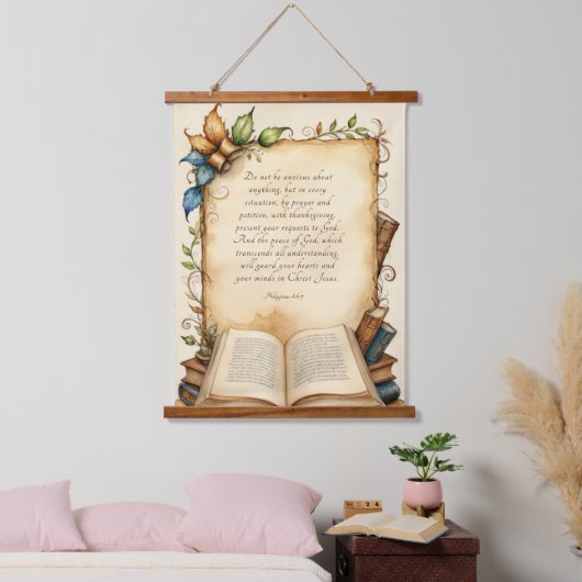 Filippenzen 4:6-7 Christelijke Bijbeltekst Hangend Wandkleed (Slaapkamer)