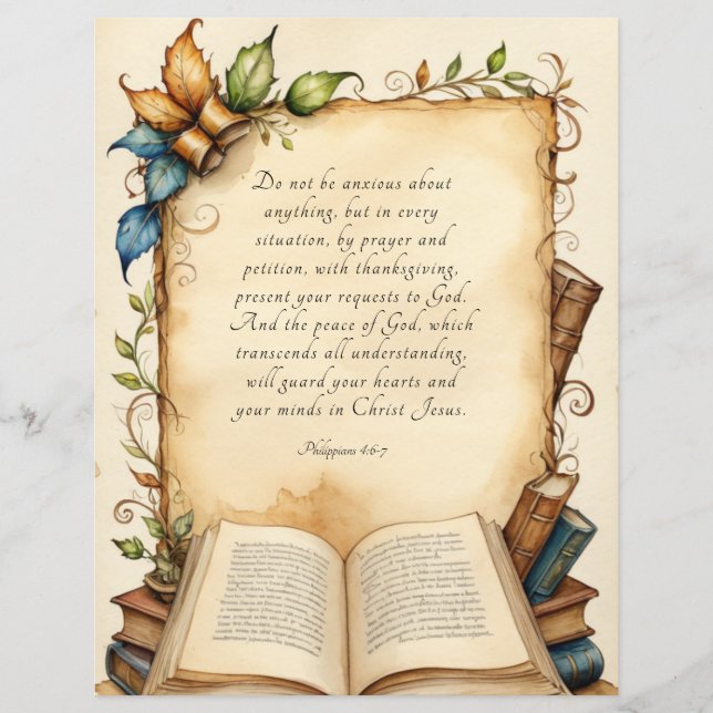 Filippenzen 4:6-7 Christelijke Bijbelvers Kunst (Voorkant)