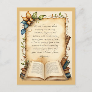 Filippenzen 4:6-7 Christelijke Bijbelvers Kunst Briefkaart