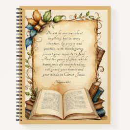 Filippenzen 4:6-7 Christelijke Bijbelvers Kunst Notitieboek