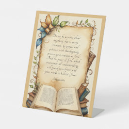 Filippenzen 4:6-7 Christelijke Bijbelvers Kunst Reclamebord Met Voetstuk
