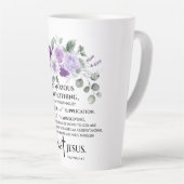 Filippenzen 4:6-7 Paarse bloem Latte Mok (Rechterhoek)