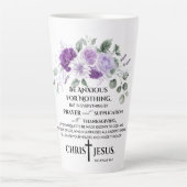 Filippenzen 4:6-7 Paarse bloem Latte Mok (Voorkant)