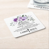 Filippenzen 4:6-7 Schrift Paarse bloemen Kartonnen Onderzetters (Schuin)