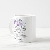 Filippenzen 4:6-7 Schrift Paarse bloemen Koffiemok (Voorkant links)