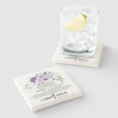 Filippenzen 4:6-7 Schrift Paarse bloemen Stenen Onderzetter (Zijkant)