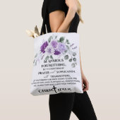 Filippenzen 4:6-7 Schrift Paarse bloemen Tote Bag (Dichtbij)