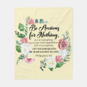 Filippenzen 4:6 Wees bezorgd om niets bloemigs Fleece Deken (Voorkant)