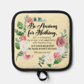 Filippenzen 4:6 Wees bezorgd om niets bloemigs Pannenlap (Voorkant)