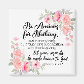 Filippenzen 4:6 Wees bezorgd om niets roze bloemen Magneet (Voorkant)