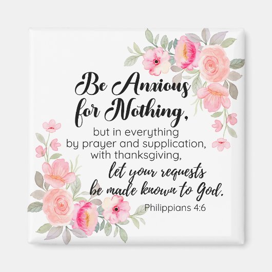 Filippenzen 4:6 Wees bezorgd om niets roze bloemen Magneet (Voorkant)