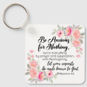 Filippenzen 4:6 Wees bezorgd om niets roze bloemen Sleutelhanger (Voorkant)