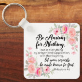 Filippenzen 4:6 Wees bezorgd om niets roze bloemen Sleutelhanger (Voorkant)