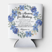 Filippenzen 4:6 Wees bezorgd voor niets blauwe blo Blikjeskoeler (Voorkant)